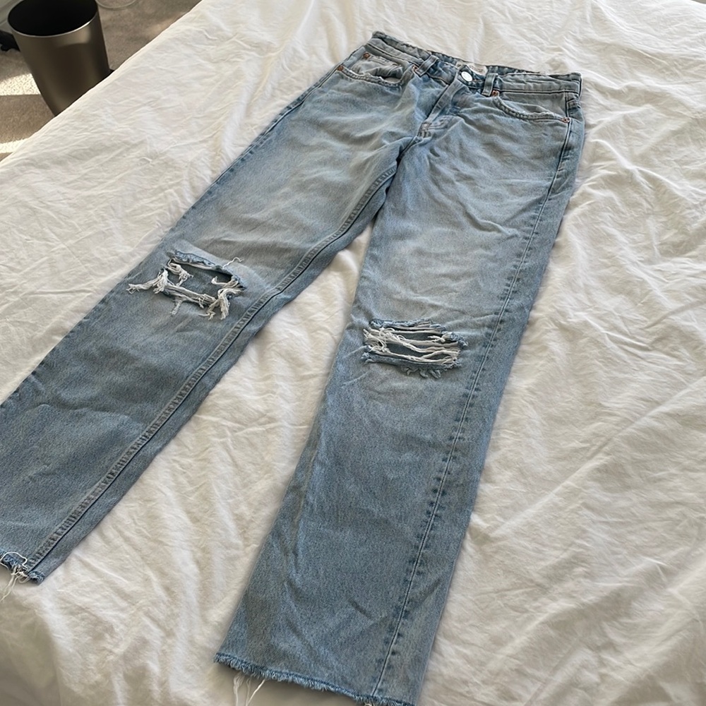 Zara Straight Leg Mid-Rise Jeans